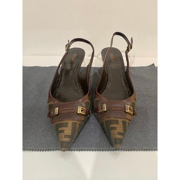 Vintage Fendi Zucca Slingback Heels - Picture 3 of 6